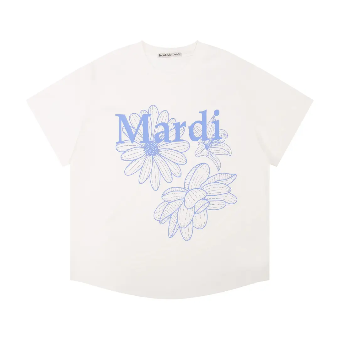 Korean Version In-Stock Mardi Short-Sleeve T-Shirt with Daisy and Dachshund Print, Same Style as Kim Go-Eun, Loose Fit Versatile Top for Women