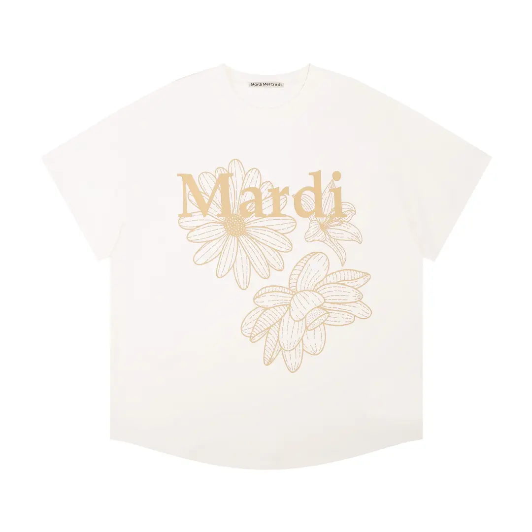 Korean Version In-Stock Mardi Short-Sleeve T-Shirt with Daisy and Dachshund Print, Same Style as Kim Go-Eun, Loose Fit Versatile Top for Women