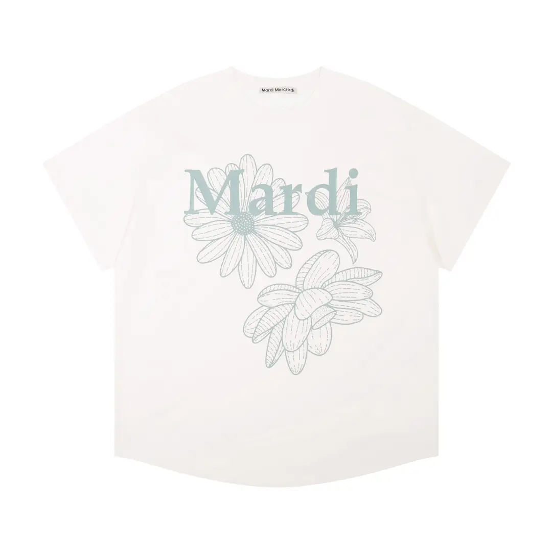 Korean Version In-Stock Mardi Short-Sleeve T-Shirt with Daisy and Dachshund Print, Same Style as Kim Go-Eun, Loose Fit Versatile Top for Women