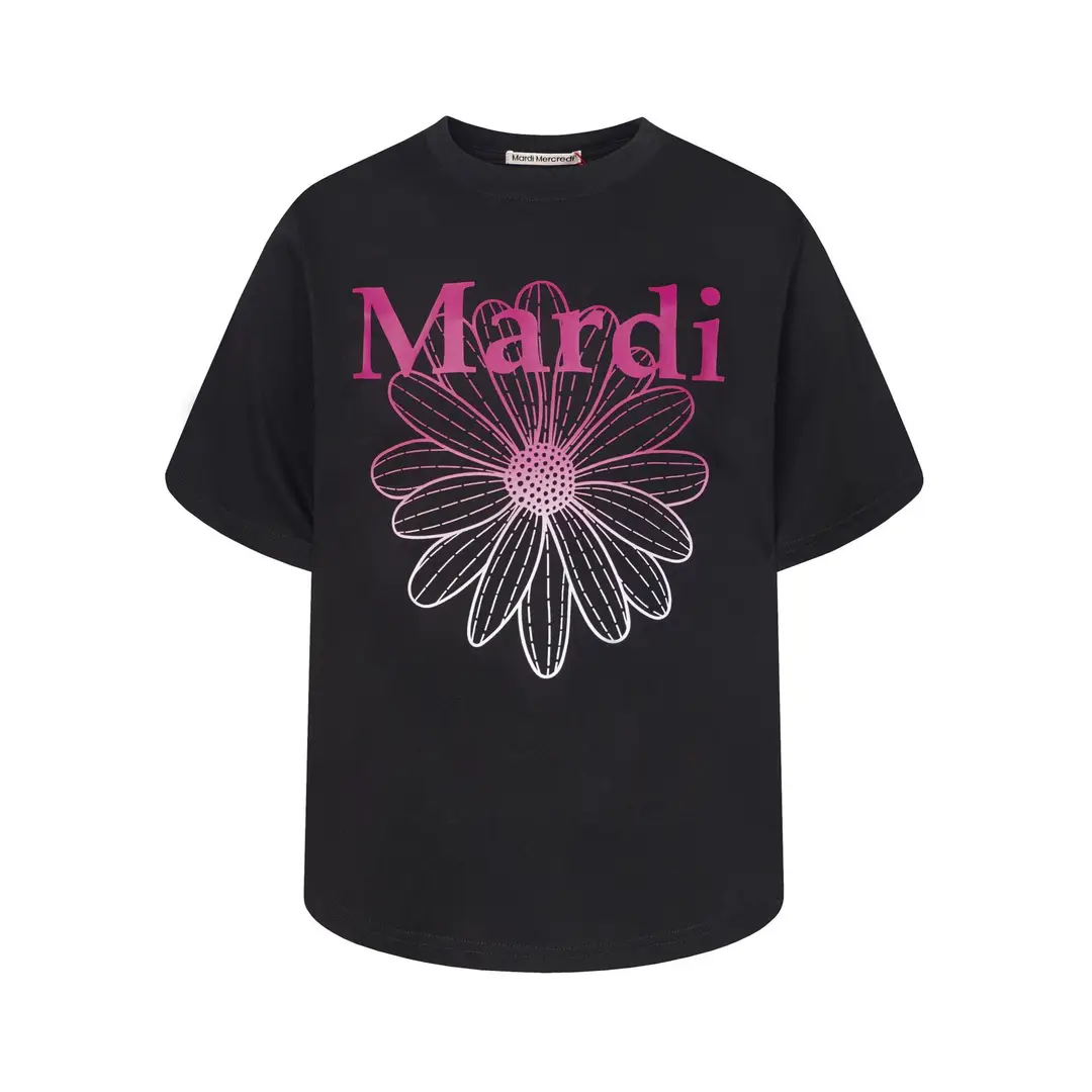 Korean Version In-Stock Mardi Short-Sleeve T-Shirt with Daisy and Dachshund Print, Same Style as Kim Go-Eun, Loose Fit Versatile Top for Women