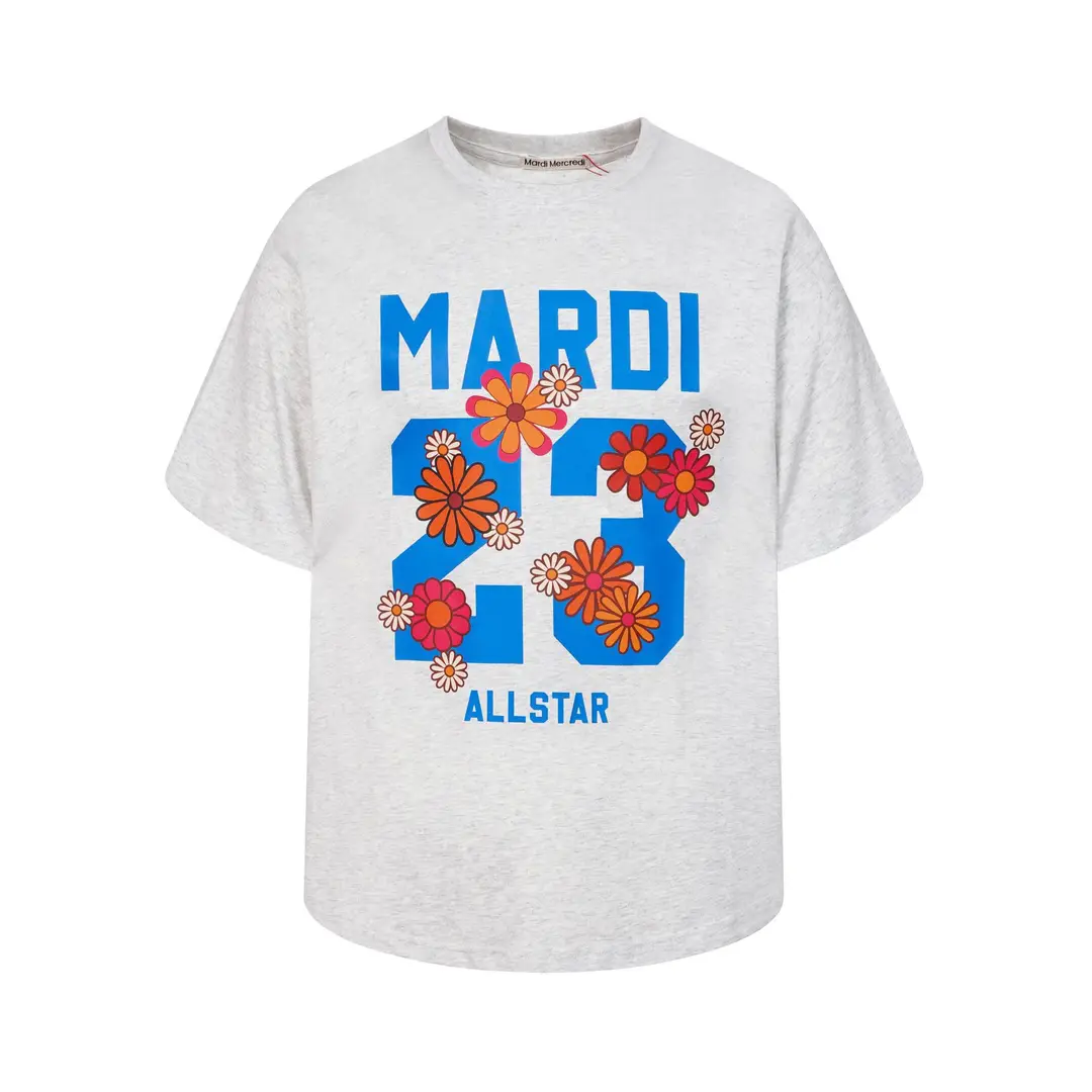 Korean Version In-Stock Mardi Short-Sleeve T-Shirt with Daisy and Dachshund Print, Same Style as Kim Go-Eun, Loose Fit Versatile Top for Women