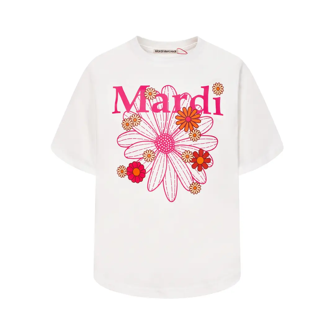 Korean Version In-Stock Mardi Short-Sleeve T-Shirt with Daisy and Dachshund Print, Same Style as Kim Go-Eun, Loose Fit Versatile Top for Women