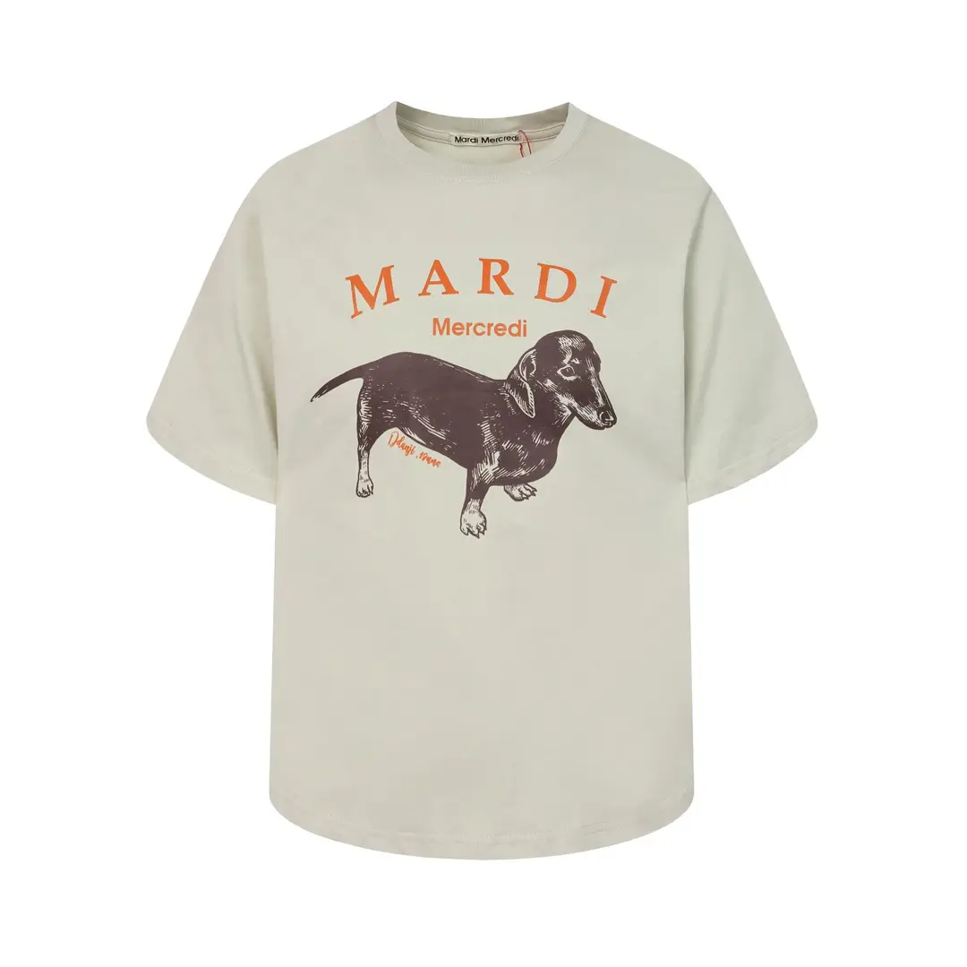 Korean Version In-Stock Mardi Short-Sleeve T-Shirt with Daisy and Dachshund Print, Same Style as Kim Go-Eun, Loose Fit Versatile Top for Women