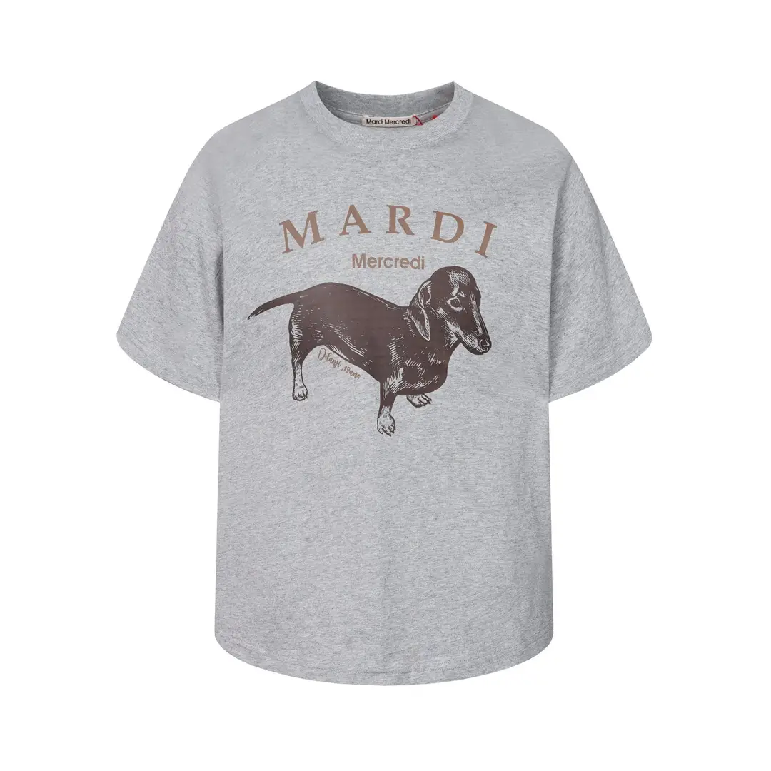 Korean Version In-Stock Mardi Short-Sleeve T-Shirt with Daisy and Dachshund Print, Same Style as Kim Go-Eun, Loose Fit Versatile Top for Women