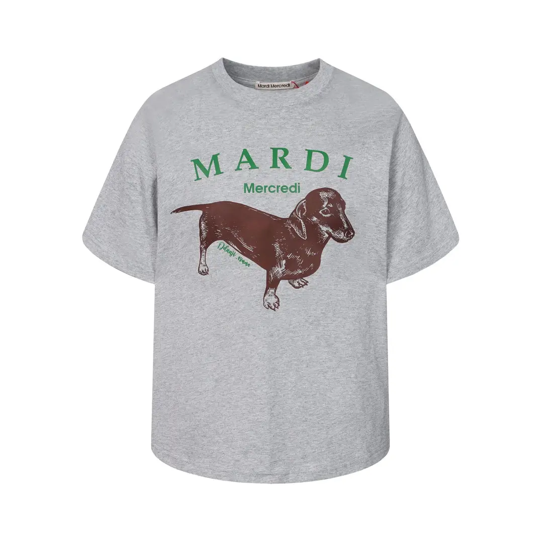 Korean Version In-Stock Mardi Short-Sleeve T-Shirt with Daisy and Dachshund Print, Same Style as Kim Go-Eun, Loose Fit Versatile Top for Women