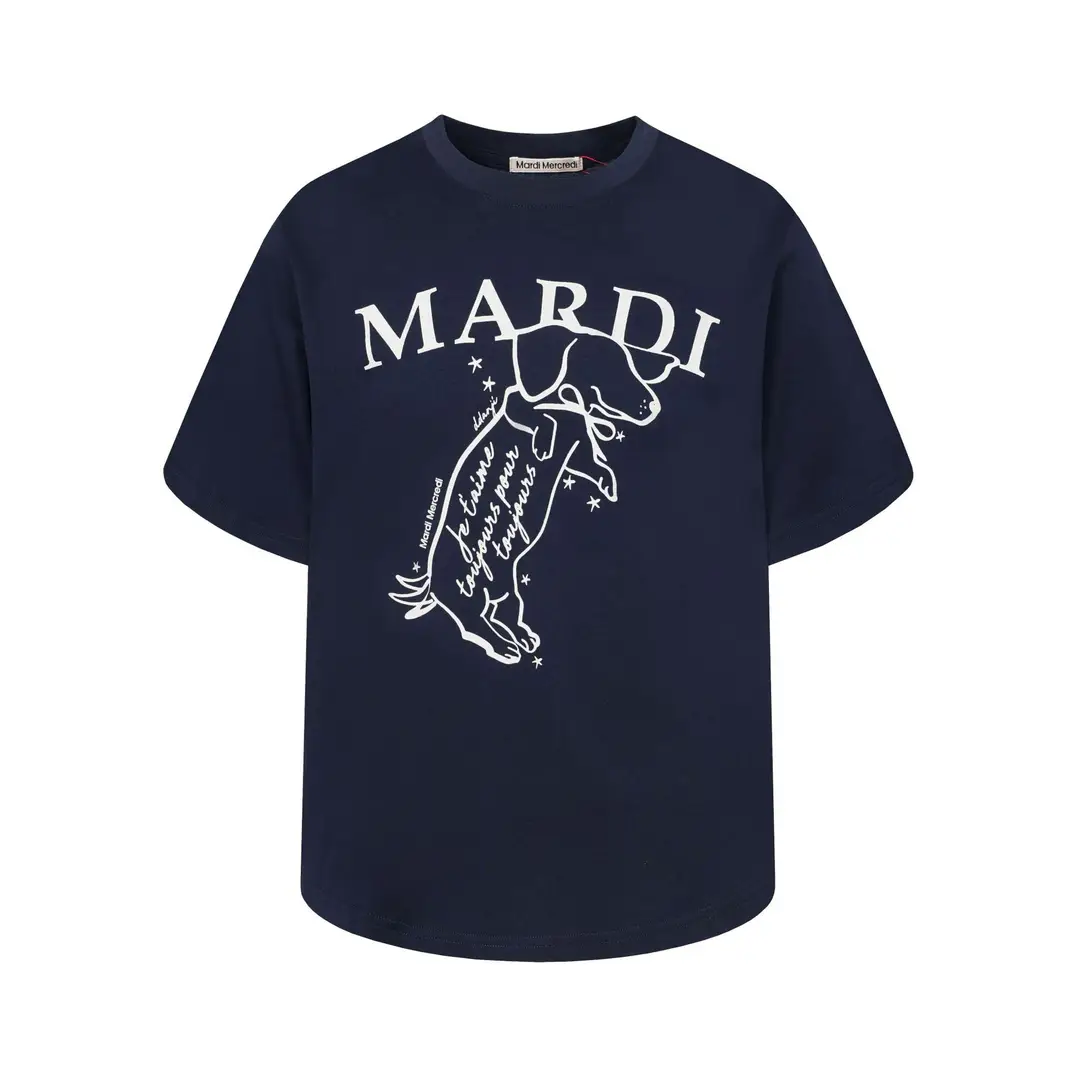 Korean Version In-Stock Mardi Short-Sleeve T-Shirt with Daisy and Dachshund Print, Same Style as Kim Go-Eun, Loose Fit Versatile Top for Women
