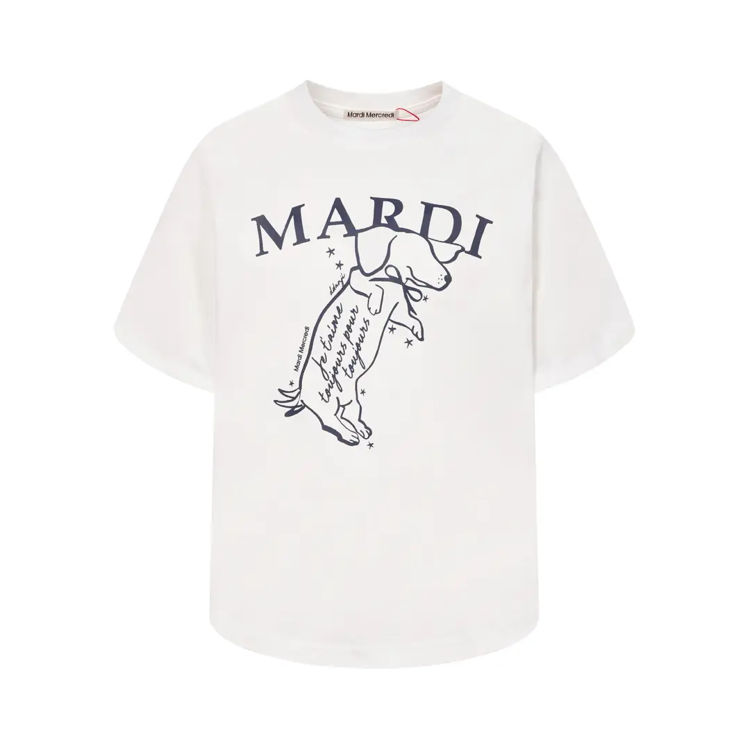 Korean Version In-Stock Mardi Short-Sleeve T-Shirt with Daisy and Dachshund Print, Same Style as Kim Go-Eun, Loose Fit Versatile Top for Women