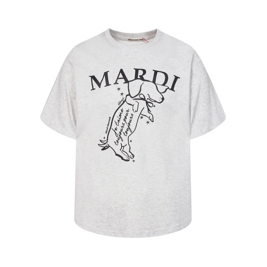 Korean Version In-Stock Mardi Short-Sleeve T-Shirt with Daisy and Dachshund Print, Same Style as Kim Go-Eun, Loose Fit Versatile Top for Women