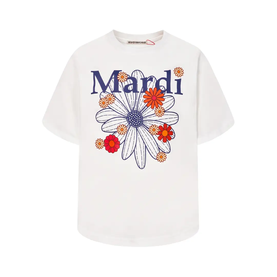 Korean Version In-Stock Mardi Short-Sleeve T-Shirt with Daisy and Dachshund Print, Same Style as Kim Go-Eun, Loose Fit Versatile Top for Women