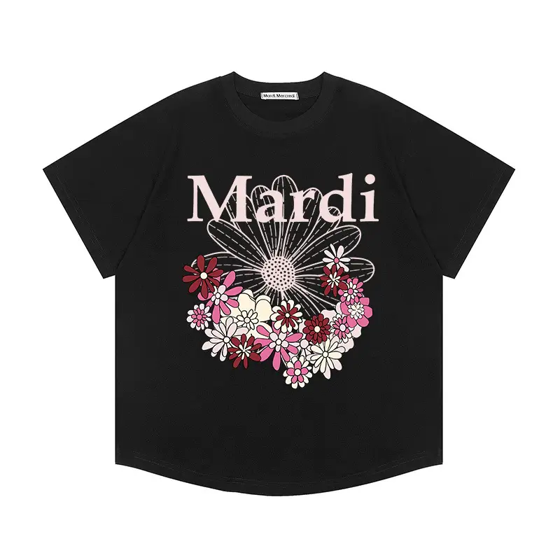 Korean Version In-Stock Mardi Short-Sleeve T-Shirt with Daisy and Dachshund Print, Same Style as Kim Go-Eun, Loose Fit Versatile Top for Women