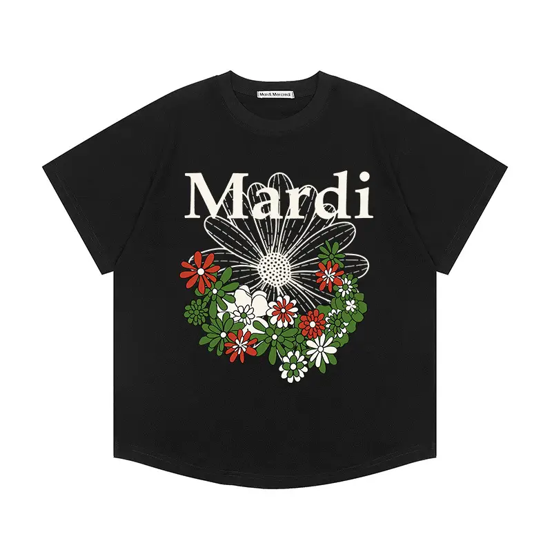 Korean Version In-Stock Mardi Short-Sleeve T-Shirt with Daisy and Dachshund Print, Same Style as Kim Go-Eun, Loose Fit Versatile Top for Women