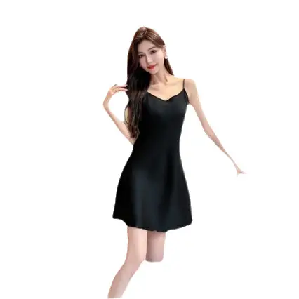 Ice Silk Camisole with Chest Pads, Sexy Summer Nightgown for Women, Thin Silk Beauty Back Loose-Fitting Loungewear for Spring and Autumn