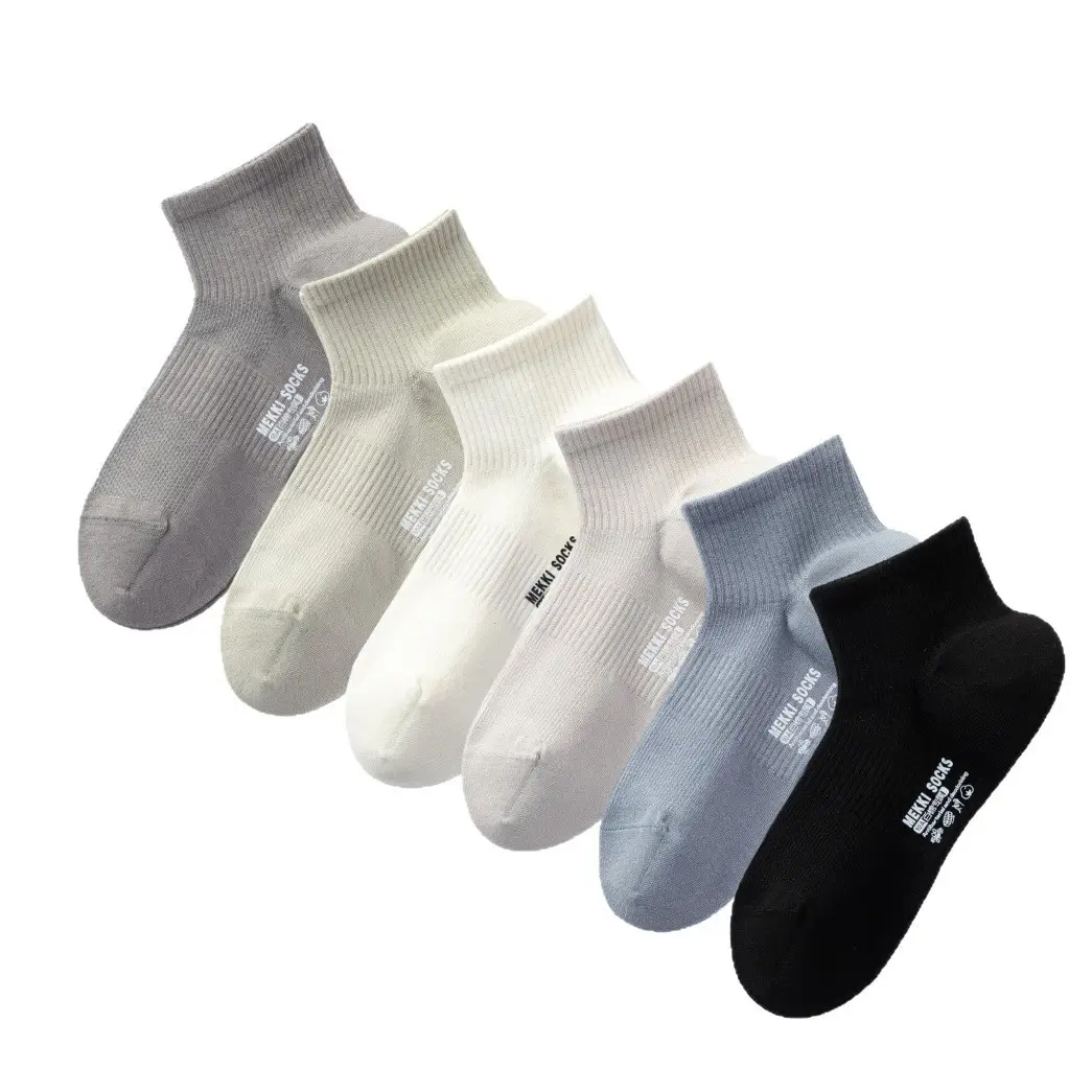 Zhuji Socks Men's Summer Thin Mesh Pure Cotton Short Socks Antibacterial Sweat-Absorbent Deodorant All-Cotton Right-Angle Mid-Tube Socks for Women