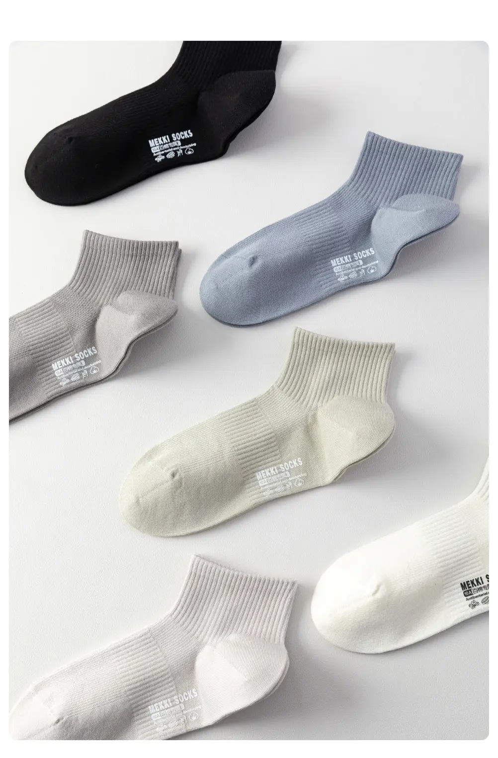 Zhuji Socks Men's Summer Thin Mesh Pure Cotton Short Socks Antibacterial Sweat-Absorbent Deodorant All-Cotton Right-Angle Mid-Tube Socks for Women — feature 8