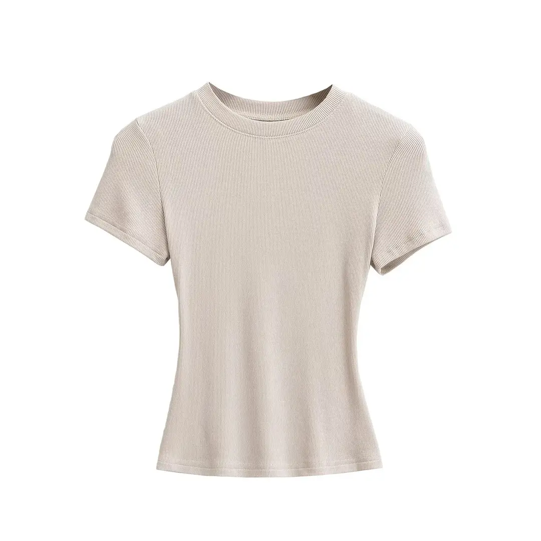 American-Style Slim-Fit Base Shirt for Women, New Summer Tight-Fitting T-Shirt, Short-Sleeve Round Neck, Slimming Solid Color Top, Trendy Ins Style — feature 10