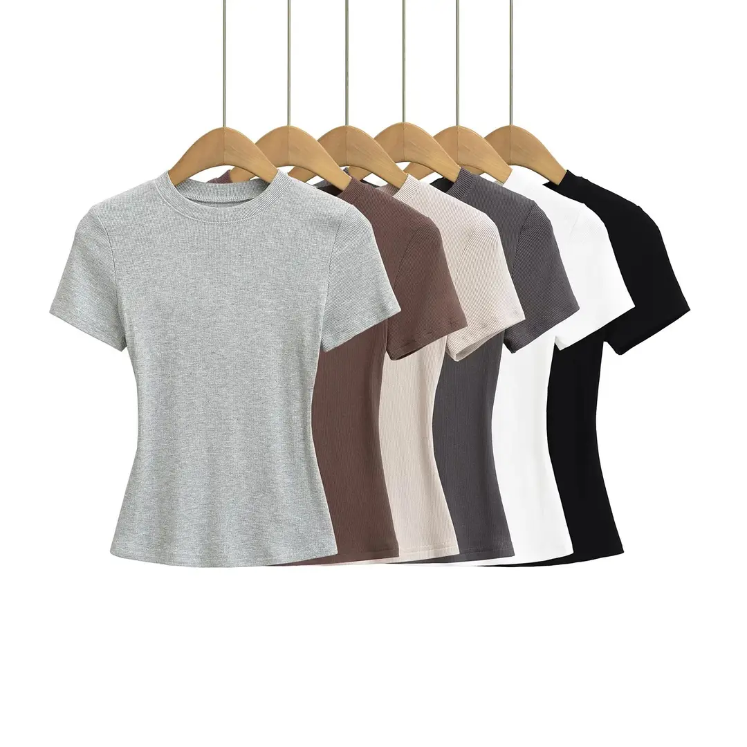 American-Style Slim-Fit Base Shirt for Women, New Summer Tight-Fitting T-Shirt, Short-Sleeve Round Neck, Slimming Solid Color Top, Trendy Ins Style — feature 4