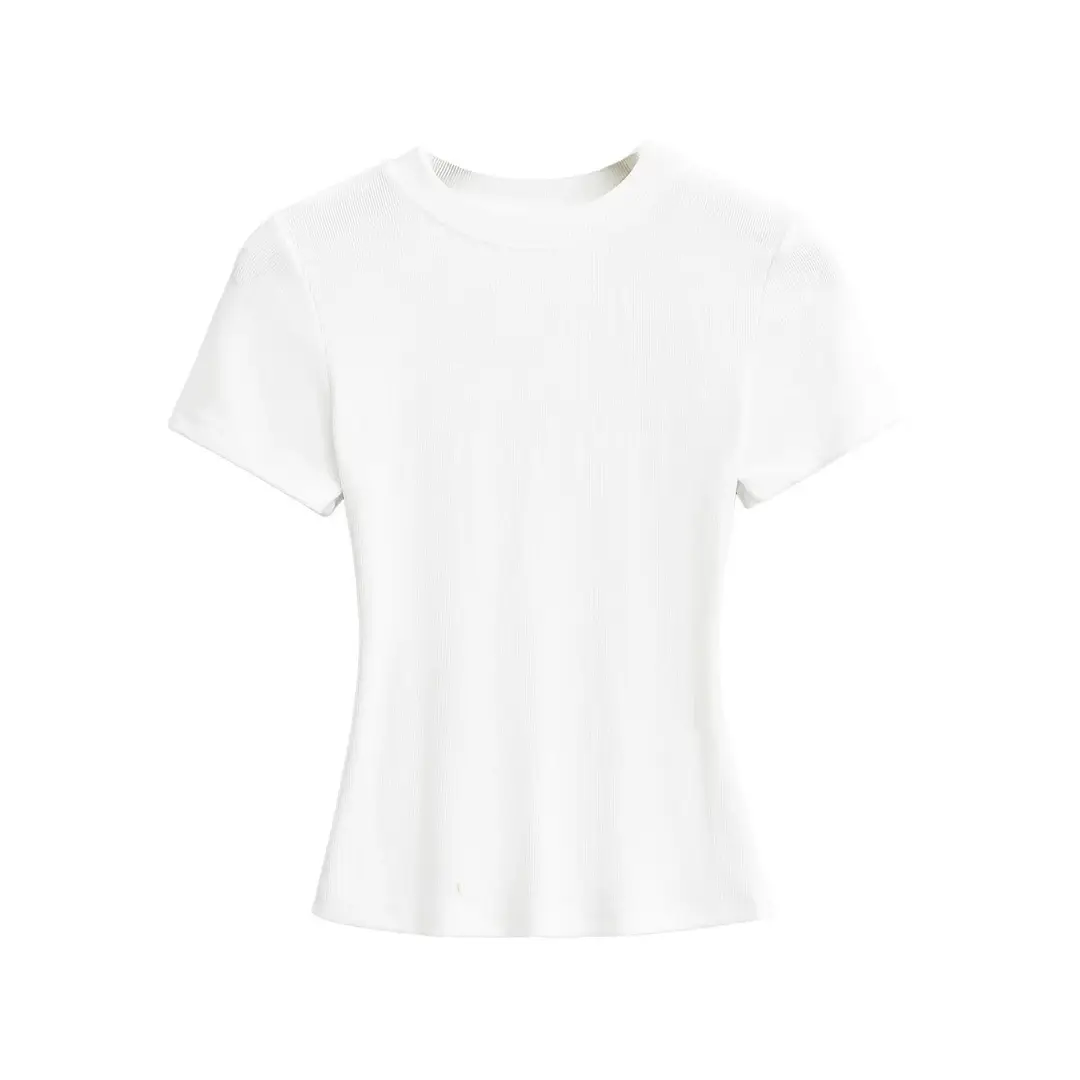 American-Style Slim-Fit Base Shirt for Women, New Summer Tight-Fitting T-Shirt, Short-Sleeve Round Neck, Slimming Solid Color Top, Trendy Ins Style — feature 5