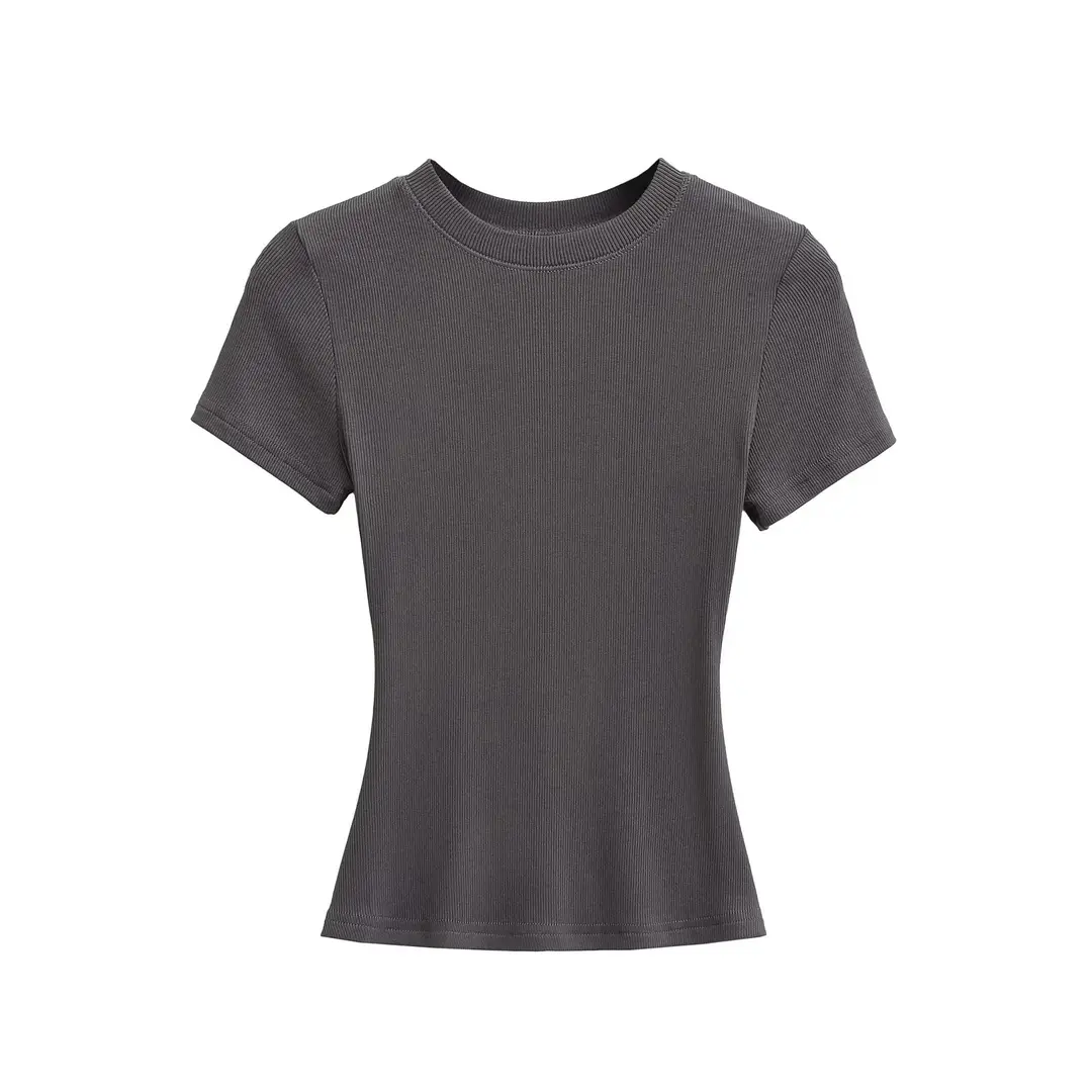 American-Style Slim-Fit Base Shirt for Women, New Summer Tight-Fitting T-Shirt, Short-Sleeve Round Neck, Slimming Solid Color Top, Trendy Ins Style — feature 6