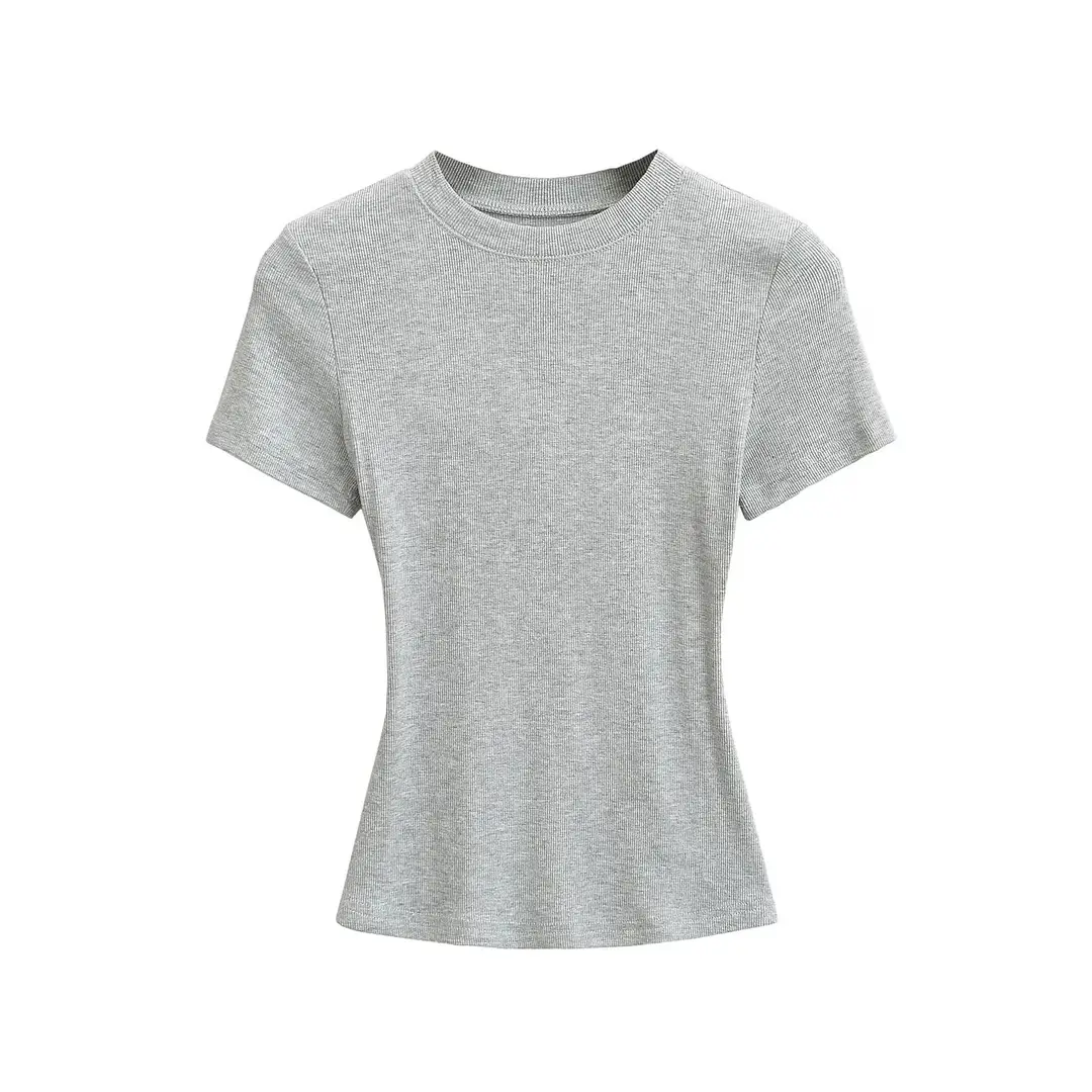 American-Style Slim-Fit Base Shirt for Women, New Summer Tight-Fitting T-Shirt, Short-Sleeve Round Neck, Slimming Solid Color Top, Trendy Ins Style — feature 7
