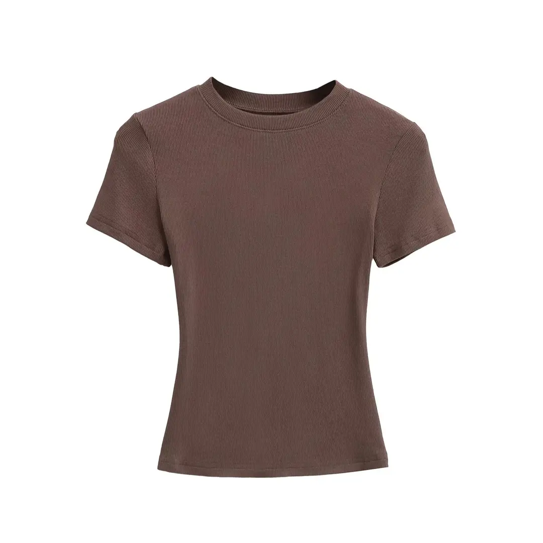 American-Style Slim-Fit Base Shirt for Women, New Summer Tight-Fitting T-Shirt, Short-Sleeve Round Neck, Slimming Solid Color Top, Trendy Ins Style — feature 9