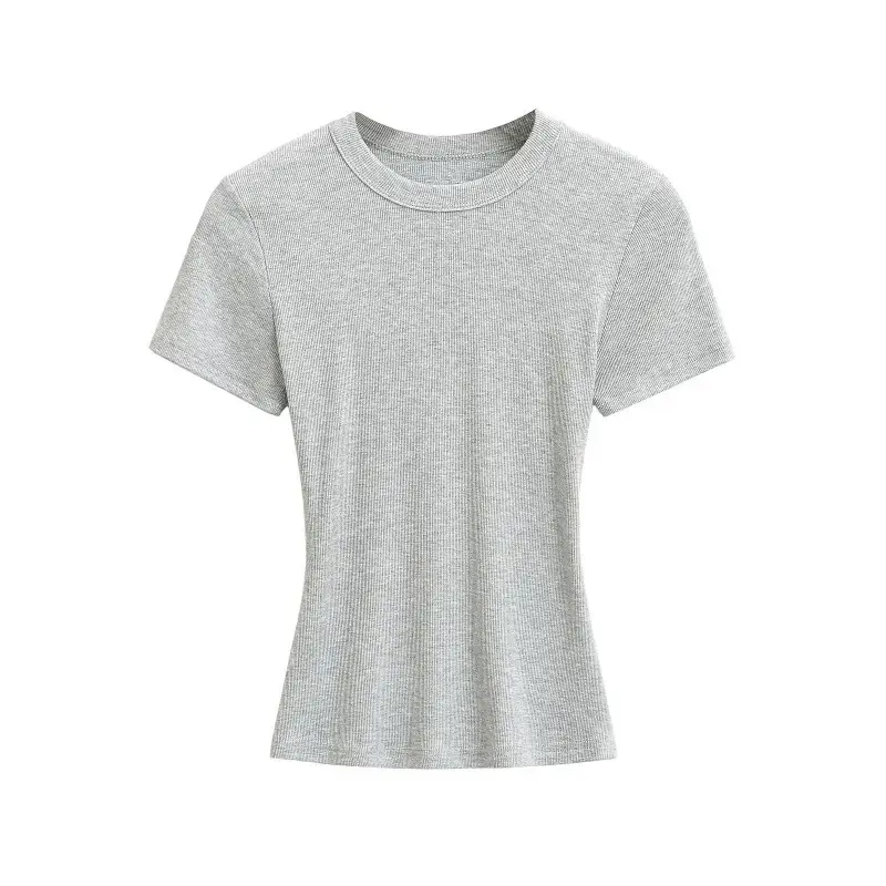 American-Style Slim-Fit Base Shirt for Women, New Summer Tight-Fitting T-Shirt, Short-Sleeve Round Neck, Slimming Solid Color Top, Trendy Ins Style