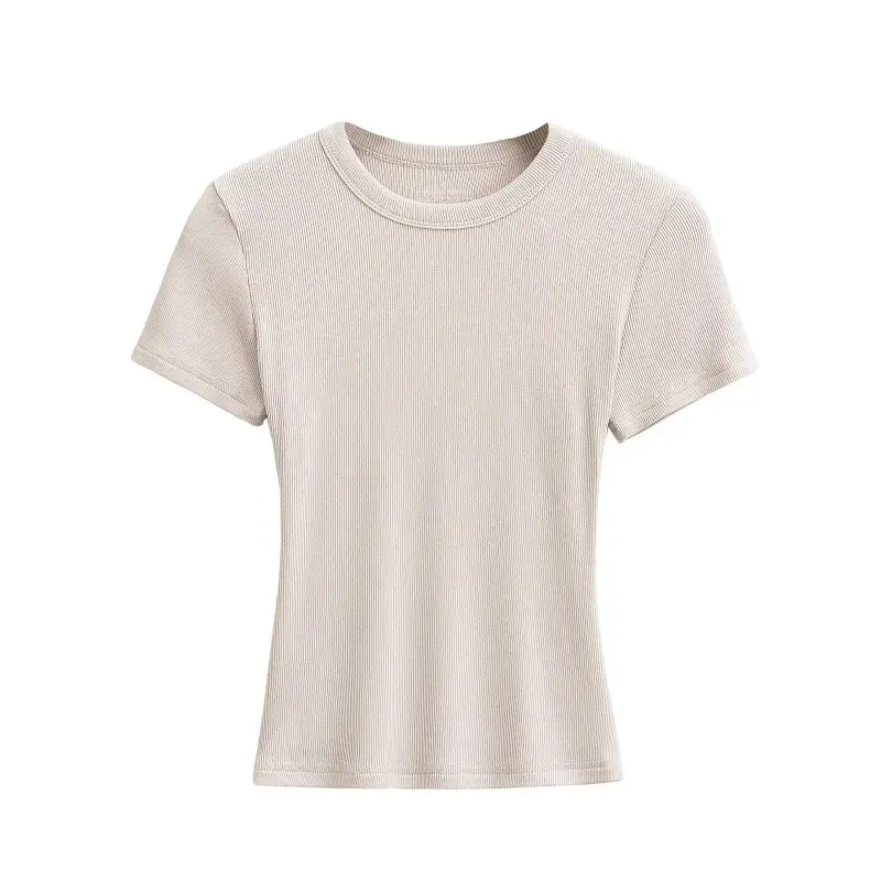 American-Style Slim-Fit Base Shirt for Women, New Summer Tight-Fitting T-Shirt, Short-Sleeve Round Neck, Slimming Solid Color Top, Trendy Ins Style