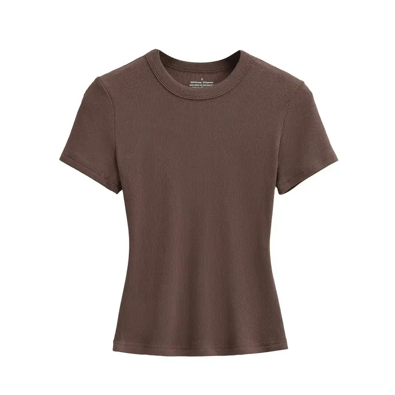 American-Style Slim-Fit Base Shirt for Women, New Summer Tight-Fitting T-Shirt, Short-Sleeve Round Neck, Slimming Solid Color Top, Trendy Ins Style