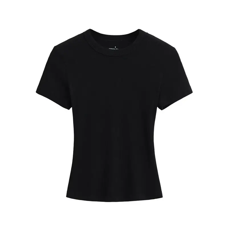 American-Style Slim-Fit Base Shirt for Women, New Summer Tight-Fitting T-Shirt, Short-Sleeve Round Neck, Slimming Solid Color Top, Trendy Ins Style