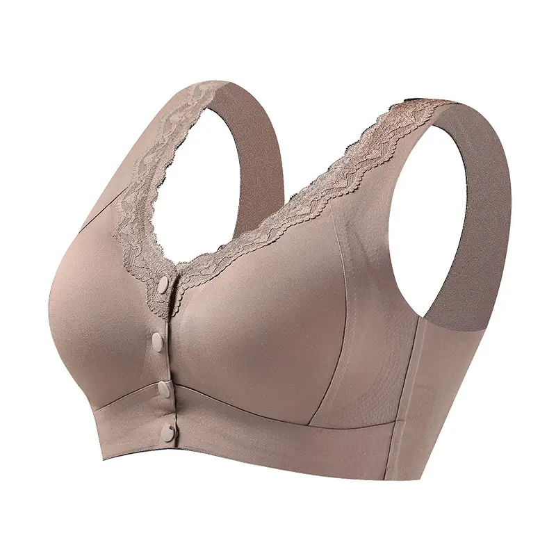 Original Front-Clasp Style New Ice Silk Push-Up Bra for Women, Anti-Sagging Lace Seamless Beauty Back Bra, Large Size Tank Top Bra
