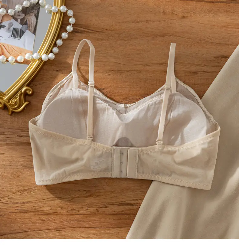 Mesh Silk Bra, Triangle Cup, French Style Mulberry Silk Bra, Lightweight Three-Row Buckle, Beautiful Back, No Steel Ring Underwear for Women — feature 20