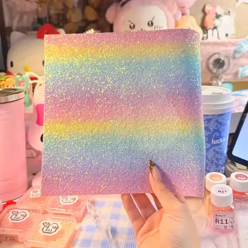 Rainbow Iron-On Glitter Paper for Bead Art, Gradient Chunky Glitter Powder, Baking Sequins, DIY Bead Art Tools — feature 7