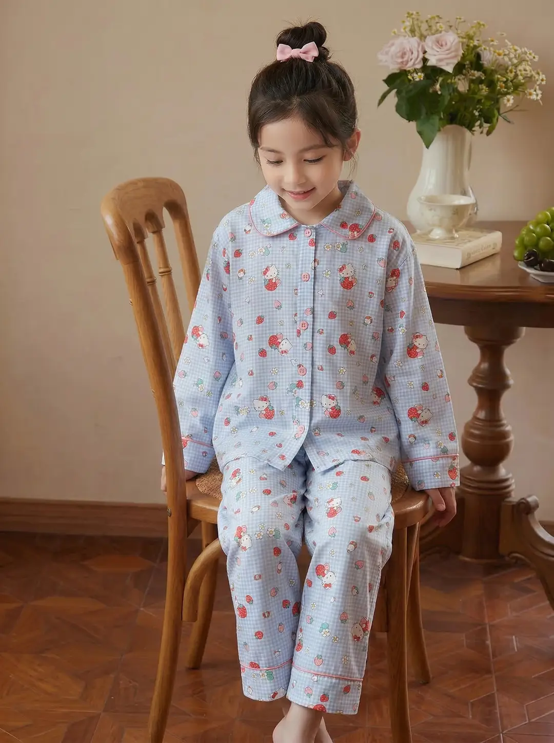 Girls' New Spring and Summer Cute Cartoon Home Clothes Set, Baby Girl Long-Sleeved Pajamas, Kidsren's Clothes, Trendy Kidsren's Clothing