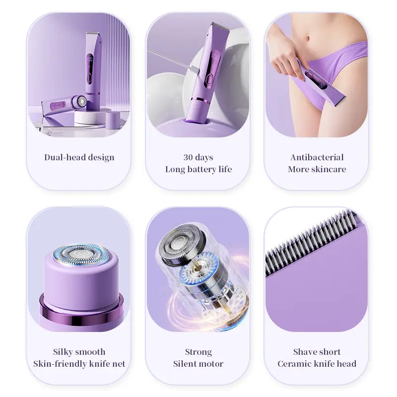 Cross-Border Dual-Head Shaver, Rechargeable 2-in-1 Electric Hair Removal Device, Portable Private Area Hair Trimmer and Hair Removal Tool