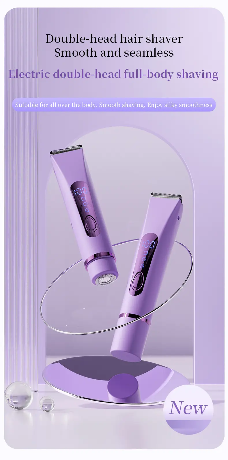 Cross-Border Dual-Head Shaver, Rechargeable 2-in-1 Electric Hair Removal Device, Portable Private Area Hair Trimmer and Hair Removal Tool — feature 2
