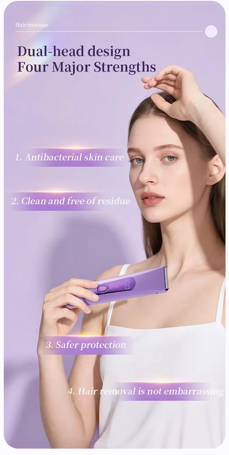 Cross-Border Dual-Head Shaver, Rechargeable 2-in-1 Electric Hair Removal Device, Portable Private Area Hair Trimmer and Hair Removal Tool — feature 4