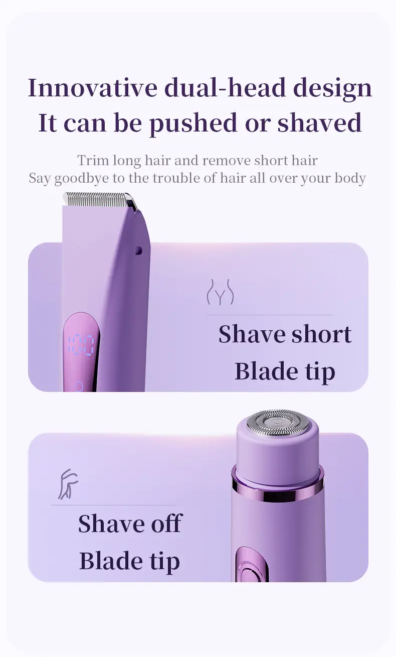 Cross-Border Dual-Head Shaver, Rechargeable 2-in-1 Electric Hair Removal Device, Portable Private Area Hair Trimmer and Hair Removal Tool — feature 7