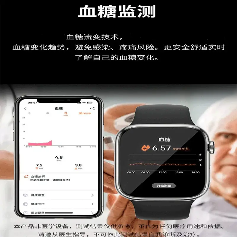 2026 High-Precision Needle-Free Blood Sugar Monitor Bracelet for Monitoring Blood Sugar, Uric Acid, Blood Pressure, Blood Lipids, and Heart Rate Smart Watch — feature 10