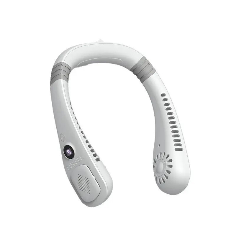 Hanging Neck Fan, Silent, USB Charging, Long Battery Life, Bladeless Turbine, Portable, Digital Display, Mini Neck Fan