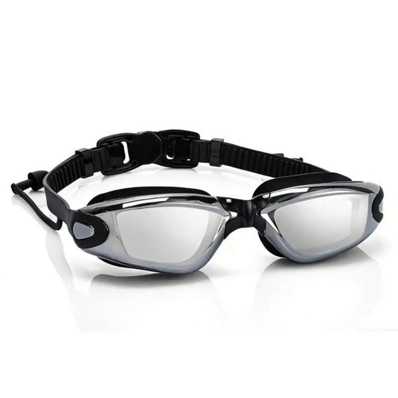 High-Definition Anti-Fog Electroplated Swimming Goggles for Adults with Integrated Earplugs, Professional Swimming Goggles for Nearsightedness with Prescription