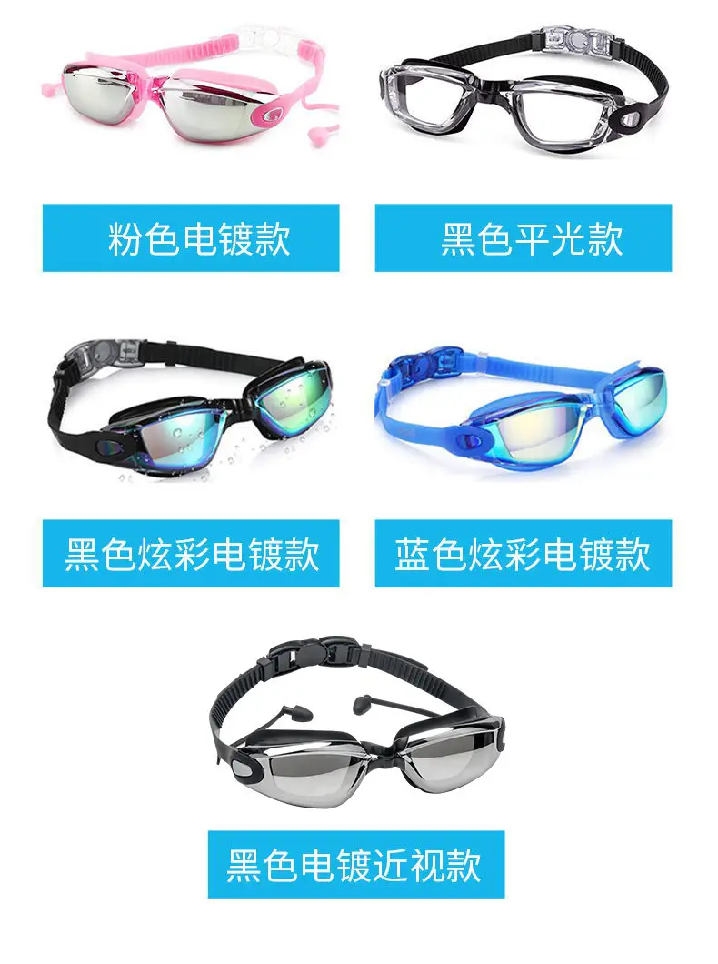 High-Definition Anti-Fog Electroplated Swimming Goggles for Adults with Integrated Earplugs, Professional Swimming Goggles for Nearsightedness with Prescription — feature 12