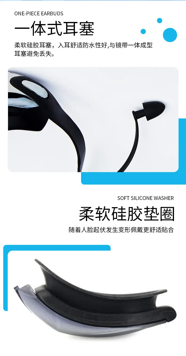 High-Definition Anti-Fog Electroplated Swimming Goggles for Adults with Integrated Earplugs, Professional Swimming Goggles for Nearsightedness with Prescription — feature 16