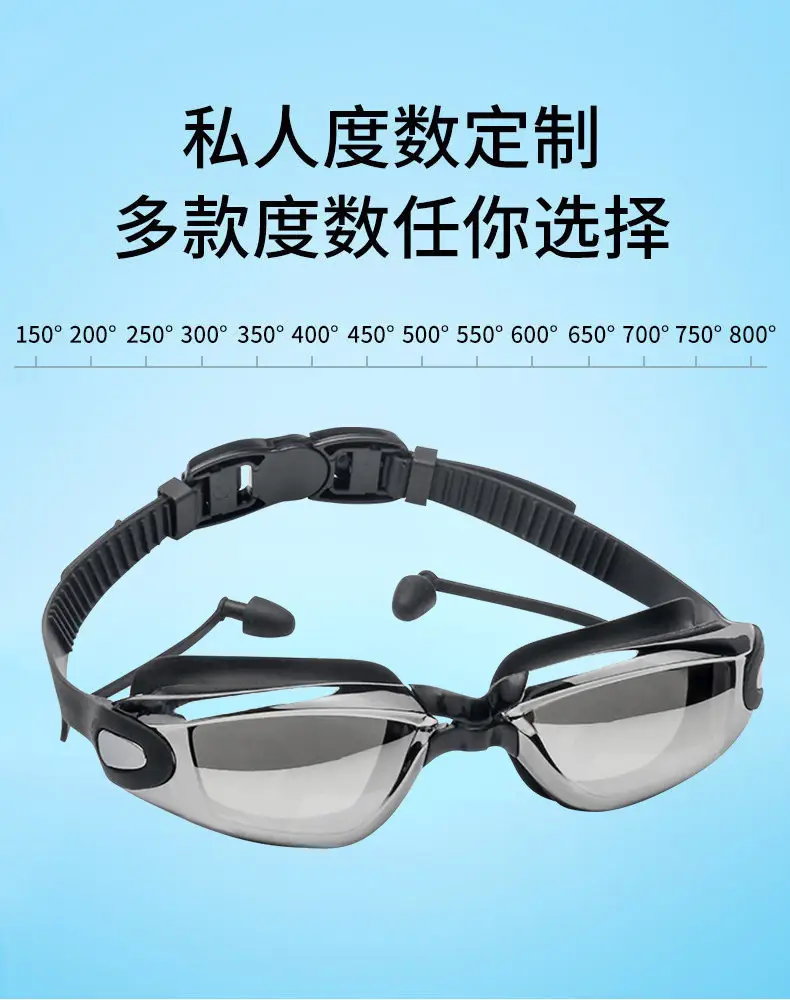 High-Definition Anti-Fog Electroplated Swimming Goggles for Adults with Integrated Earplugs, Professional Swimming Goggles for Nearsightedness with Prescription — feature 20