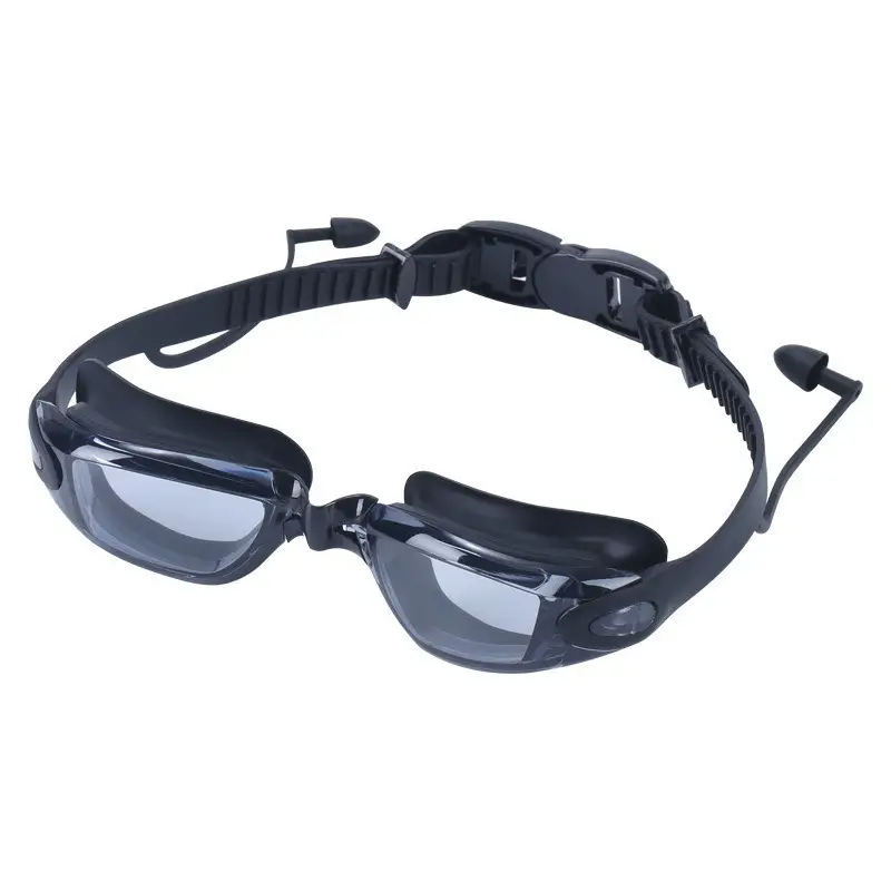 High-Definition Anti-Fog Electroplated Swimming Goggles for Adults with Integrated Earplugs, Professional Swimming Goggles for Nearsightedness with Prescription