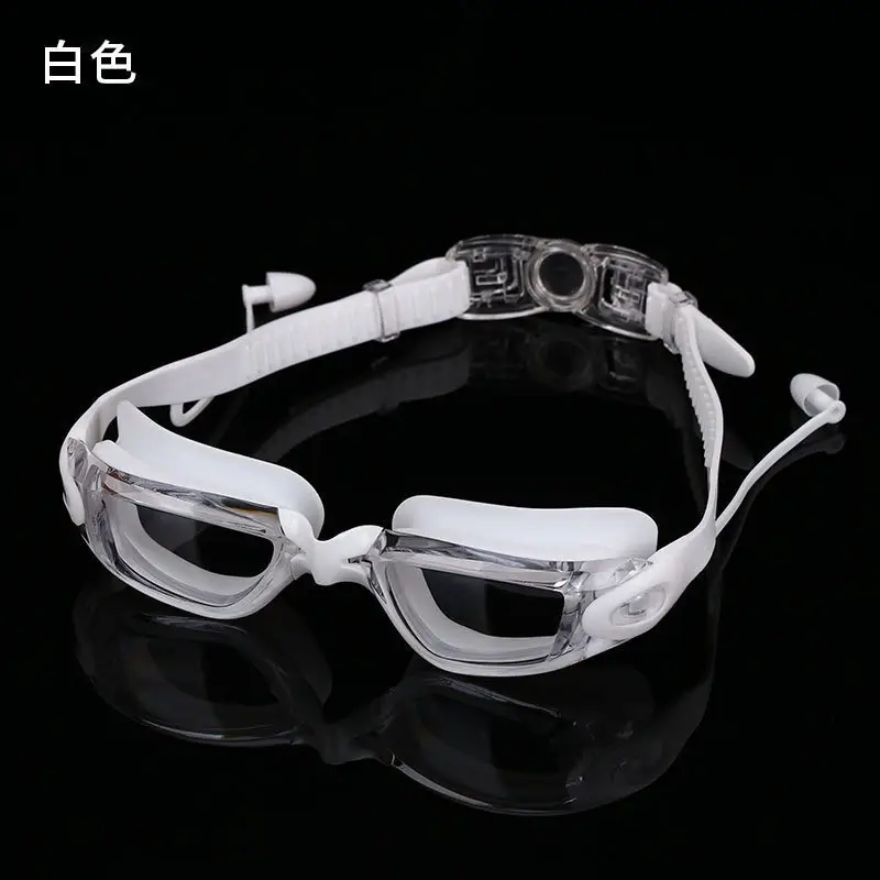 High-Definition Anti-Fog Electroplated Swimming Goggles for Adults with Integrated Earplugs, Professional Swimming Goggles for Nearsightedness with Prescription