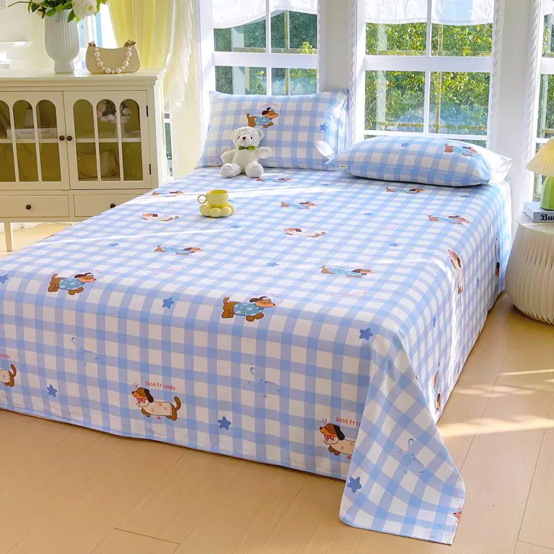 All-Cotton Coarse Cloth Fitted Sheet, Thickened Pure Cotton Single Bed Sheet, Pillowcase, Single Piece - Shrinkage May Occur - Recommended to Order a Larger Size