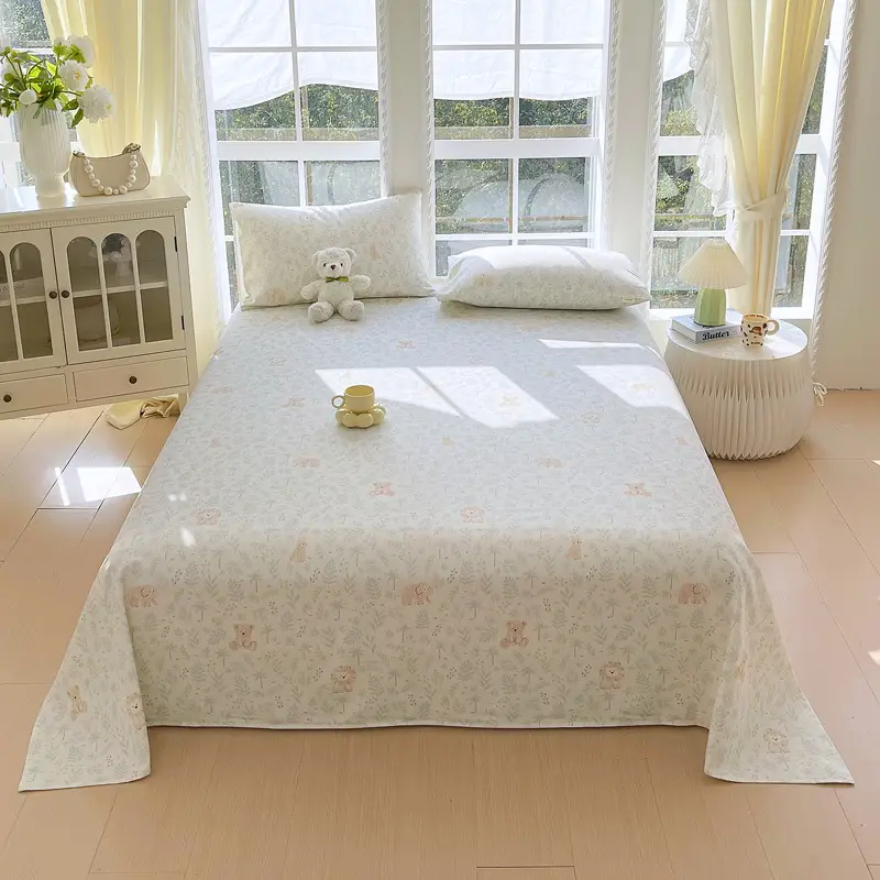All-Cotton Coarse Cloth Fitted Sheet, Thickened Pure Cotton Single Bed Sheet, Pillowcase, Single Piece - Shrinkage May Occur - Recommended to Order a Larger Size