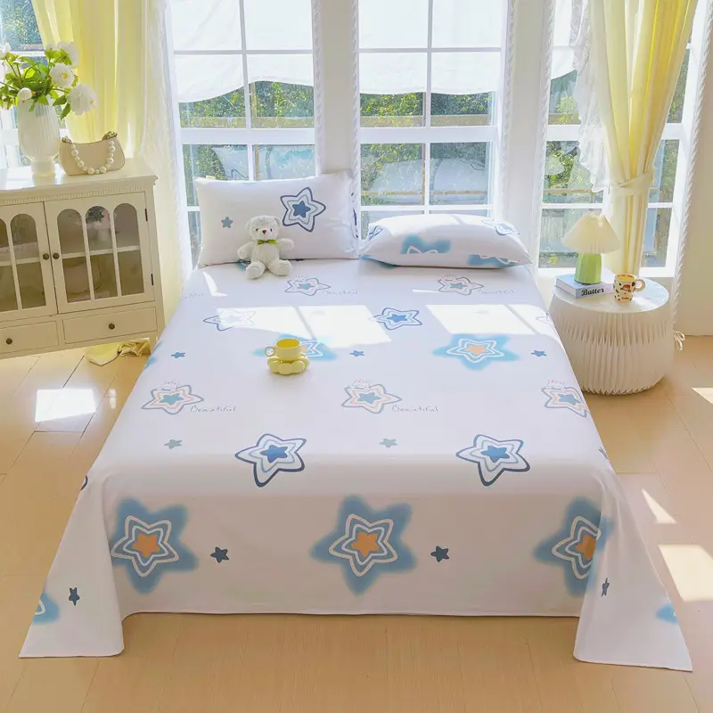 All-Cotton Coarse Cloth Fitted Sheet, Thickened Pure Cotton Single Bed Sheet, Pillowcase, Single Piece - Shrinkage May Occur - Recommended to Order a Larger Size