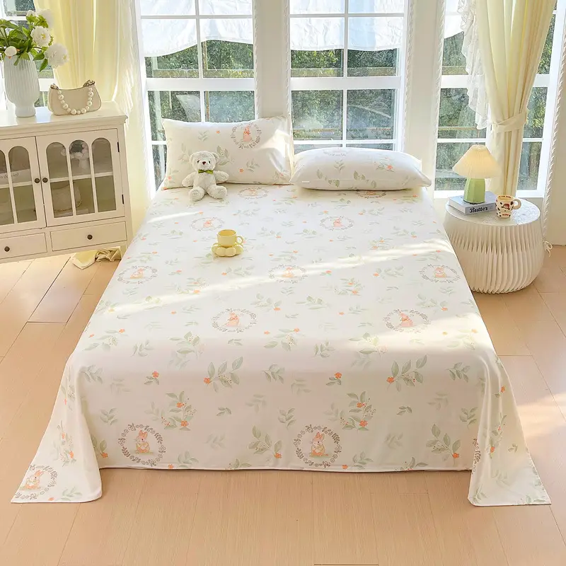 All-Cotton Coarse Cloth Fitted Sheet, Thickened Pure Cotton Single Bed Sheet, Pillowcase, Single Piece - Shrinkage May Occur - Recommended to Order a Larger Size