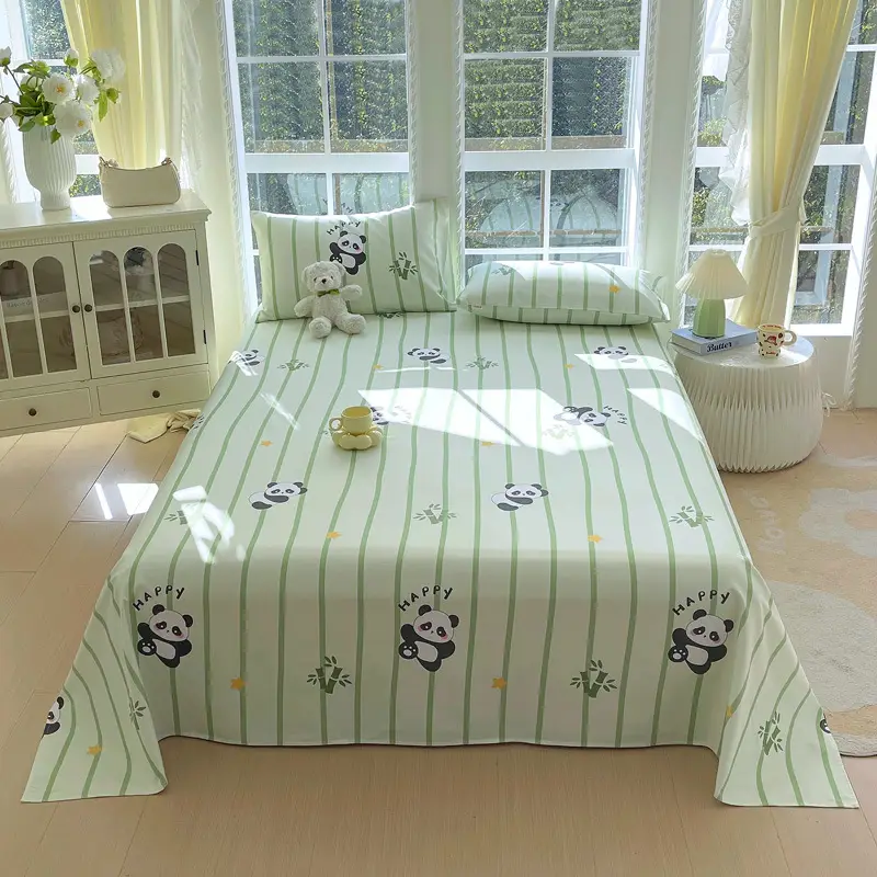 All-Cotton Coarse Cloth Fitted Sheet, Thickened Pure Cotton Single Bed Sheet, Pillowcase, Single Piece - Shrinkage May Occur - Recommended to Order a Larger Size