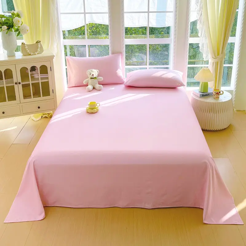 All-Cotton Coarse Cloth Fitted Sheet, Thickened Pure Cotton Single Bed Sheet, Pillowcase, Single Piece - Shrinkage May Occur - Recommended to Order a Larger Size